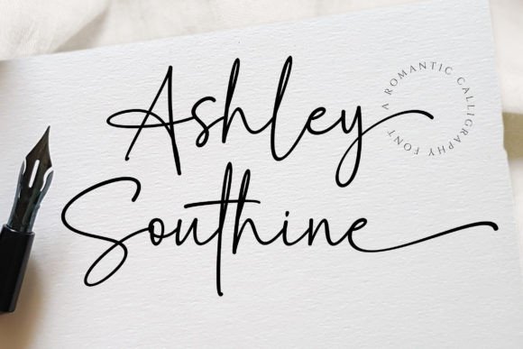 Ashley Southine elegant handwritten script wedding font with warm, uniquely crafted curves for refined invitations